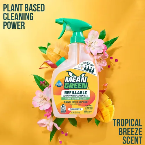 Vista 6 de Mean Green Limpiador de Baño CONCENTRADO Ultra Potente Recargable, Brisa Tropical, 14.3 Onzas