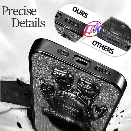 Vista 5 de Buleens Funda para iPhone 11 Pro Max Astronauta, Fundas Transparentes para iPhone 11 ProMax con Papel con Purpurina y Soporte de Astronauta, Mujeres