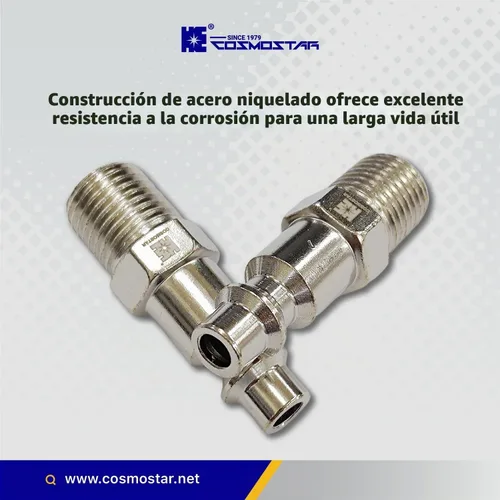Vista 4 de COSMOSTAR Industries - Enchufe de aire MNPT de acero de 1/4 de pulgada, enchufe de 1/4 de pulgada y conector NPT de 1/4 pulgadas, enchufes