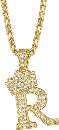 Vista 14 de Richsteel Collar con colgante de letra inicial A-Z para hombres y mujeres Initial A