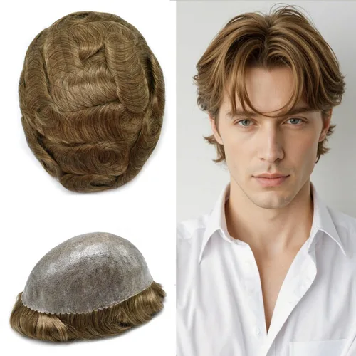 Vista 42 de Extensiones de pelo tipo tupé para hombre, sistema de reemplazo de cabello humano virgen 100% europeo, piel fina y duradera, inyección