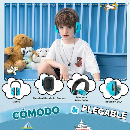 Vista 5 de Cowyawn - Auriculares con cancelación de ruido para niños, orejeras con reducción de ruido