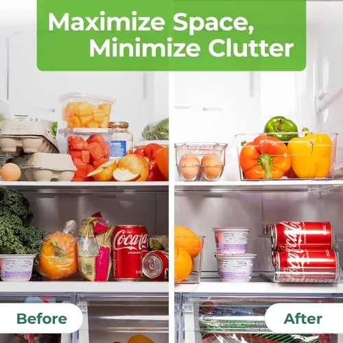 Vista 3 de Greenco Organizadores y Almacenamiento para Refrigerador - Juego de Contenedores Organizadores Transparentes para Refrigerador, Plástico