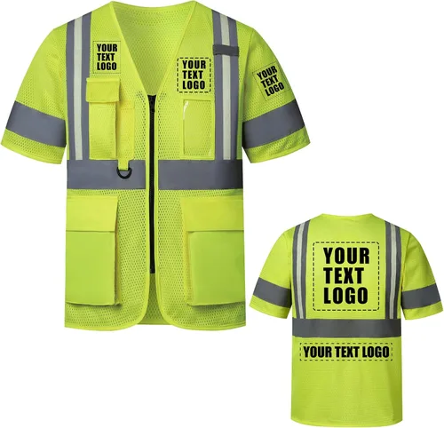 Vista 10 de A-SAFETY Chaleco de Seguridad Reflejante de Alta Visibilidad con Logo Personalizado (XS-8XL)