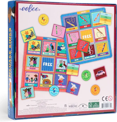 Vista 2 de eeBoo Juego de bingo en 4 idiomas/Español, Francés, Alemán, Chino Mandarín/Edades 3+