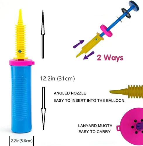 Vista 3 de Luszmoax Balloon Pump Hand Held Two-Way Dual Action -Balloon Inflator Pump -Air Pump for Balloons