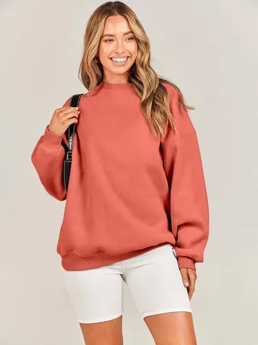 Vista 6 de ANRABESS Sudadera de gran tamaño para mujer, con cuello redondo, estilo Y2K, sudadera con capucha de forro polar, cómoda, camiseta informal, ropa