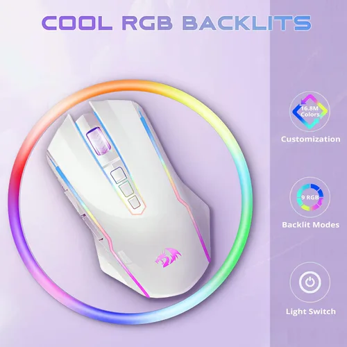 Vista 25 de Redragon Mouse para juegos, mouse inalámbrico para juegos con 8000 DPI, ratones para juegos de PC con botón de fuego, mouse ergonómico programable