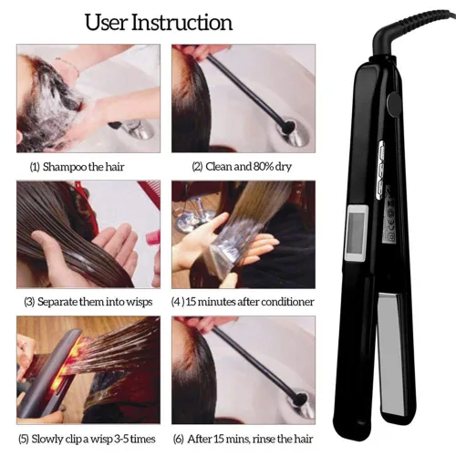 Vista 5 de Plancha ultrasónica para el cuidado del cabello por infrarrojos con innovadora tecnología de tratamiento de cabello infrarrojo, alisador profesional
