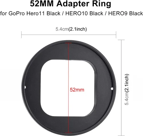 Vista 2 de PULUZ Anillo adaptador de filtro de lente UV de 2.047 in para GoPro HERO11 / Hero11 Mini / HERO10 / HERO9 adaptador de lente de cámara negro anillo