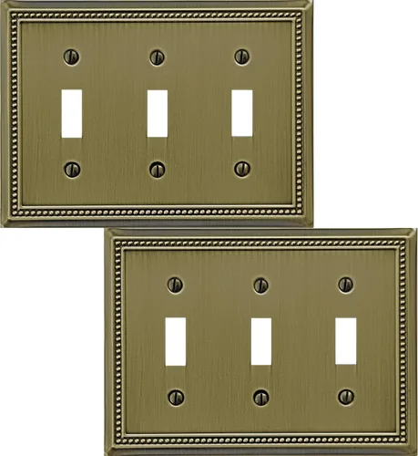Vista 12 de OKAWYC Belaire - Cubierta para interruptor de luz de decoración individual, placa de pared de metal con cuentas, paquete de 4 unidades de bronce