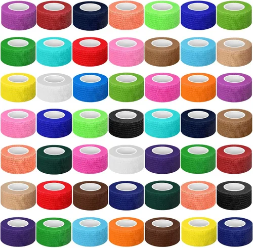 Vista 25 de Treela Paquete de 48 vendajes autoadhesivos a granel, 2 pulgadas x 5 yardas, vendaje cohesivo autoadherente, cinta elástica atlética, cinta