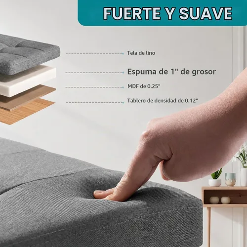 Vista 4 de BRIAN & DANY Ottoman with Storage, Small Storage Ottoman for Dorm, Linen Folding Ottoman Foot Stool with Legs for Living Room and Bedroom Gris
