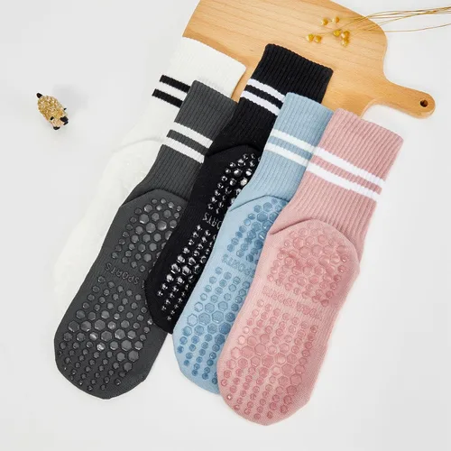 Vista 3 de Century Star Long Pilates Socks with Grip for Women Yoga Grippy Non Slip Socks with Stripe Hospital Socks Barre Sports