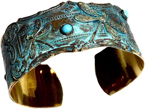 Vista 4 de Elaine Coyne Collectible Artwear - Pulsera doble de libélula con turquesa de la Bella Durmiente