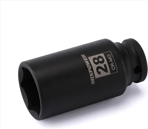 Vista 24 de Zócalo de impacto poco profundo de 1/2", CR-MO, 1-1/4", 6 puntos, diseño de esquina de radio, tuerca de eje de grado de impacto para fácil extracción