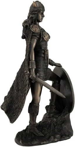 Vista 3 de Veronese Design Viking Shieldmaiden Estatua de bronce terminada Mitología nórdica