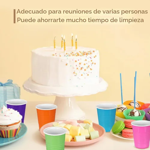 Vista 6 de Eaasty 1000 vasos de plástico desechables para fiestas, 10 colores, 5 onzas, vasos de plástico de 5 onzas, vasos desechables de varios