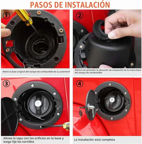 Vista 3 de Cubierta de puerta de llenado de combustible, cubierta de tapa de depósito de combustible de gas, color negro, apta para Jeep Wrangler JK 2007 2008
