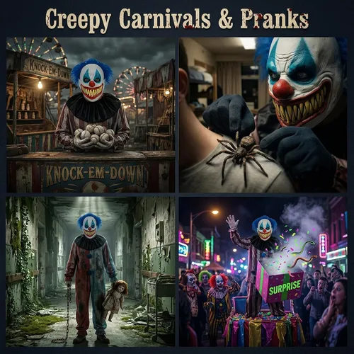 Vista 4 de Clown Mask Halloween Scary Clown Mask Blue