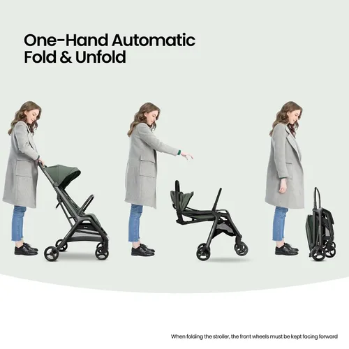 Vista 2 de MAMA & BABY Packa Cochecito de Viaje Compacto – Ligero, Plegado Automático con Una Mano, Portátil y Reclinable Completamente, Cochecito para Bebés