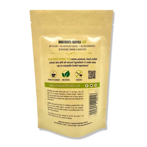 Vista 2 de Té Guayusa - Serie de té de hierbas puras de Palm Beach Herbals (30 bolsas de té) 100% natural
