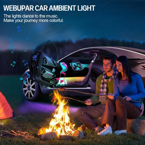 Vista 6 de Luces interiores acrílicas Dreamcolor para automóvil, accesorios para automóvil WEBUPAR 2 en 1, tira de luces LED para automóvil con control