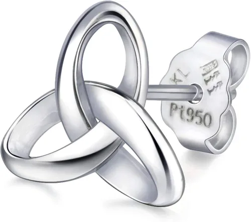 Vista 4 de Chow Sang Sang Let's Play Ear Play' 950 Platinum - Aretes de tuerca individuales 91064E (se venden solos, no pares)