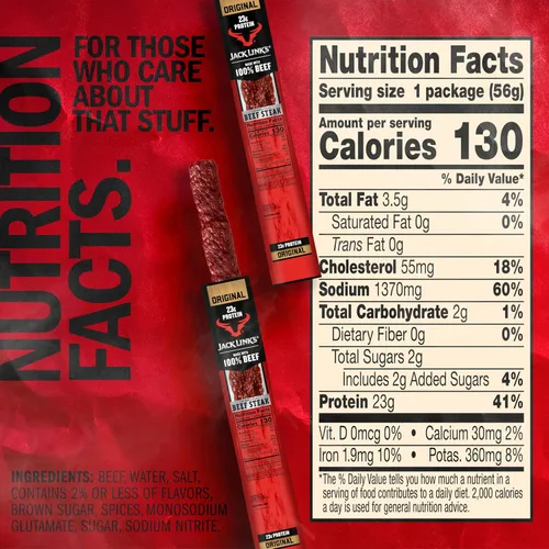 Vista 10 de Jack Link's Carne de Res en Filete, Original - Snacks de Proteína, Snack de Carne con 23g de Proteína, Hecho con 100% Carne, Envase a Granel