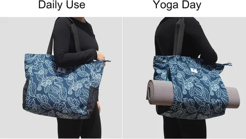 Vista 2 de Bolsa para esterilla de yoga ESVAN, bolsa de mano para yoga, bandolera para esterilla de yoga, bolsa de transporte para oficina, yoga, pilates