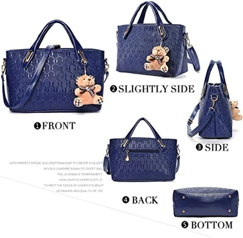 Vista 9 de FiveloveTwo. Bolso de mano para mujer, 4 piezas, con asa superior, bolsa de hombro, soporte para tarjetas