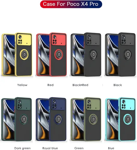 Vista 8 de Funda delgada para Xiaomi Poco X4 Pro 5G 6.67 '' 2022 con anillo de 360 ° Kickstand Bumper Funda a prueba de golpes para Xiaomi Poco X4 Pro, verde