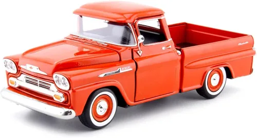 Vista 2 de 1958 Chevrolet Apache Fleetside Pickup Naranja 1/24 por Motormax 79311