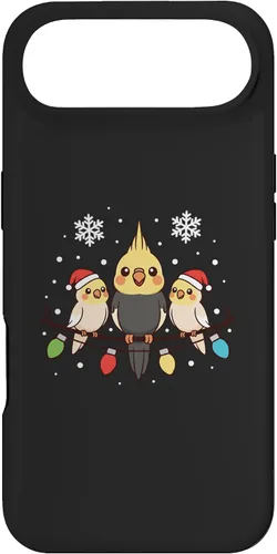 Vista 27 de Bird Cockatiel Holiday Trio Perched Cartoon Cheer Case for iPhone 16