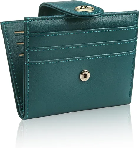 Vista 10 de FUNTOR - Carteras pequeñas para mujer, soporte delgado y plegable para tarjetas de crédito con bolsillo para monedas con cremallera, A: Negro