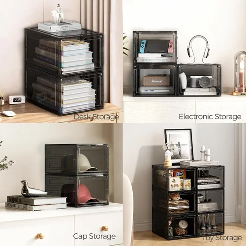 Vista 8 de Pinkpum Caja de almacenamiento de zapatos duros mejorada, paquete de 6 unidades, tamaño XL, tamaño 12, grueso y resistente, de plástico Transparente