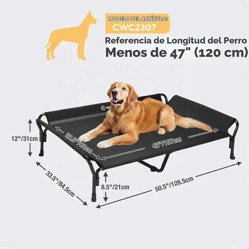 Vista 3 de Veehoo Cama elevada refrescante para perros, cuna elevada XL para mascotas Negro