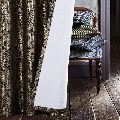 Vista 5 de always4u Cortinas de Terciopelo Acanalado Negro y Dorado con Estampado de Damasco en Lámina 100% Opacas de 84 Pulgadas de Largo, Cortinas de 2