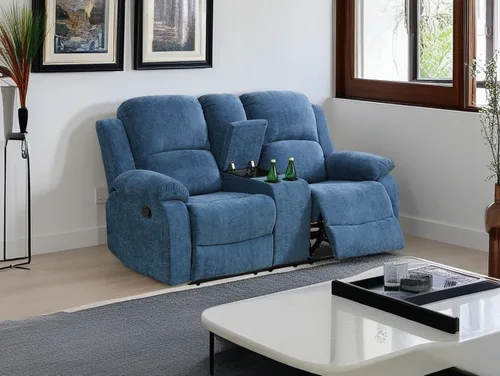 Vista 22 de Sofá reclinable manual moderno, sofá reclinable de cuero de 3 plazas, sofá reclinable de sala de estar, sofá con portavasos y mesa abatible