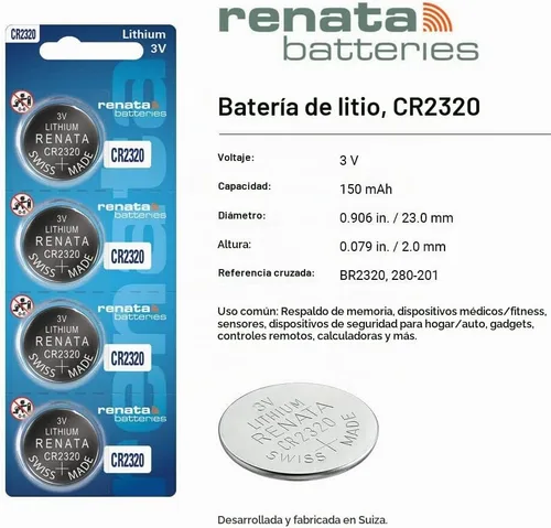 Vista 2 de Renata CR2320 Baterías - Batería de litio de 3 V 2320 (2 unidades)