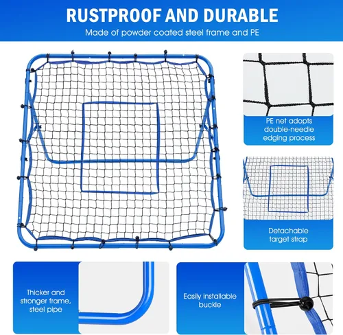 Vista 4 de Volleyball Lacrosse Rebound Net Pro, WINTHAI Lacrosse Rebounder for Backyard, 7x4FT/6x4FT/4x4FT Bounce Back Net with Target Strike Zone, Easy Quick