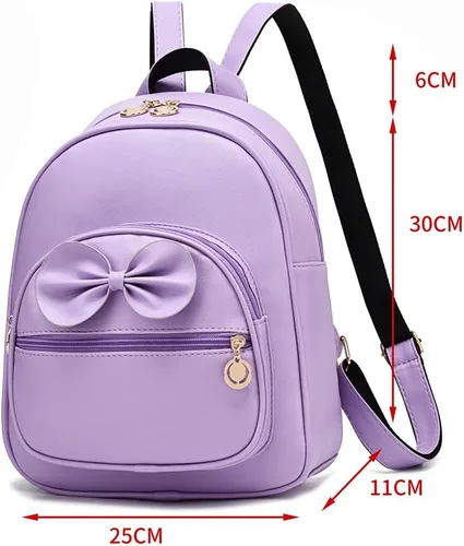 Vista 5 de LCFUN Linda mochila de cuero pequeña de moda para niñas y mujeres, Azul brillante, Daypack