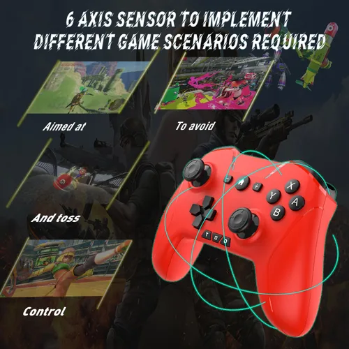 Vista 7 de Bluetooth Controller for SwitchMacPCSteamMobile PhoneiOSAndroidTViPadTableApple Arcade MFi Games, switch pro controller wireless with Adjustable