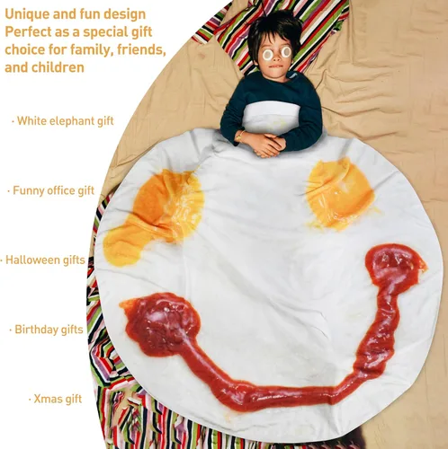 Vista 2 de Catalonia Pepperoni Pizza Blanket, Realistic Food Blanket, Funny Gifts for Teenage Boys and Girls, 59 inch, Single Layer