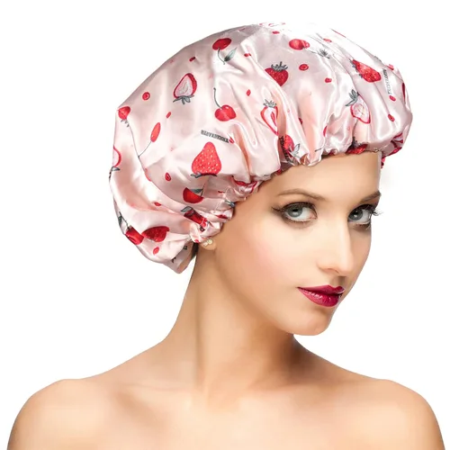 Vista 12 de Gorros de ducha para mujer, extra grande, ajustable, impermeable, reutilizable, gorro de ducha para mujeres y niñas, cabello largo y grueso, gorros