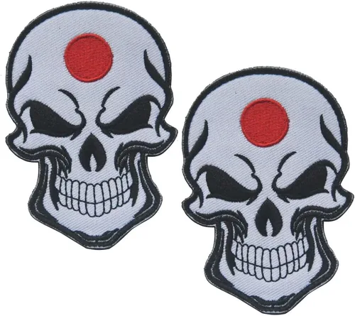 Vista 20 de AliPlus - 2 parches de calavera con bandera estadounidense de EE. UU., gancho y bucle