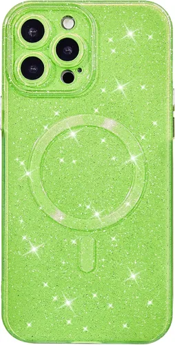 Vista 9 de oakxco Funda con Purpurina para iPhone 13 Pro Funda de Teléfono de Silicona Compatible con Magsafe, Femenina Linda Brillante con Lentejuelas
