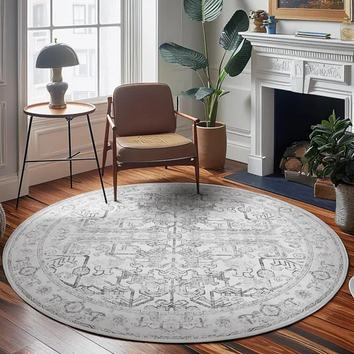 Vista 325 de jinchan Lima - Alfombra simétrica floral geométrica lavable, alfombra de entrada de medio círculo de 2 x 3, alfombra de media luna, suave y Azul