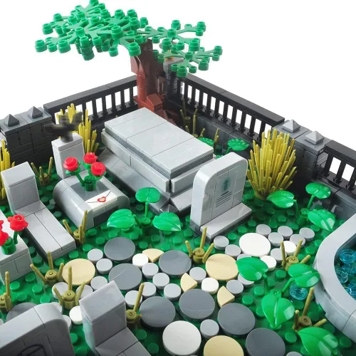 Vista 5 de Juego de mini ladrillos embrujados de Halloween, juego de cementerio, bloques de construcción, arquitectura, ladrillos de construcción, juego de #1