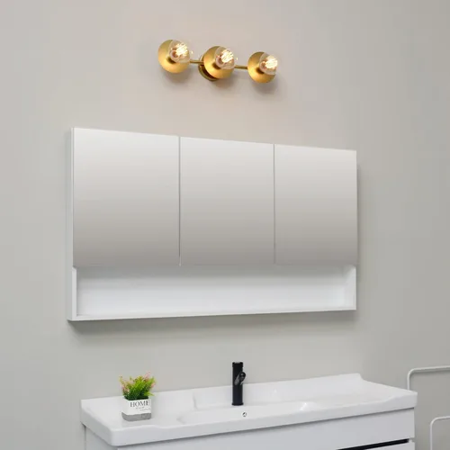 Vista 2 de Globe Electric 63000009 - Juego de baño todo en uno de 5 piezas, latón mate, luz de tocador de 3 luces de 20 pulgadas, toallero, anillo de toalla